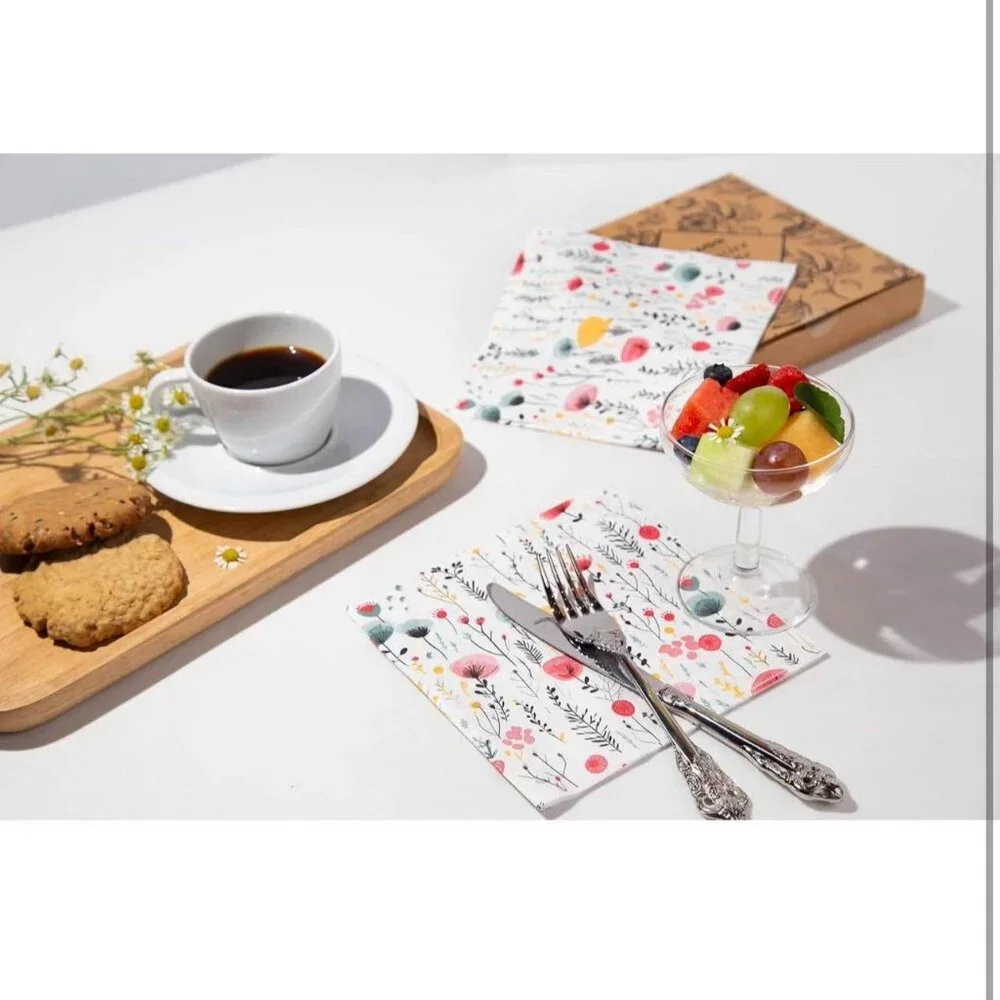 20 pcs Premium Designer Paper Napkins, 3-Ply 6.5x6.5-inches